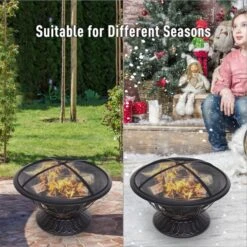 OUTSUNNY Elegant Round Steel Fire Pit 76cm -GardenChic Elegant Shop 4 1 194 20