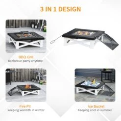 OUTSUNNY Square Steel Fire Pit With Grill Shelf 86cm 13 OUTSUNNY Square Steel Fire Pit With Grill Shelf 86cm -GardenChic Elegant Shop 4 1 194 24