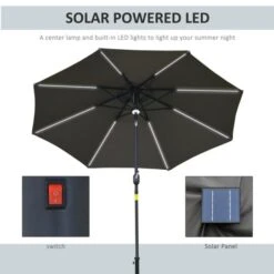 OUTSUNNY Garden Parasol Steel Grey 2.7m -GardenChic Elegant Shop 4 1 196 25