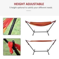 OUTSUNNY Hammock With Metal Stand Red Stripe 277 X 121cm 14 OUTSUNNY Hammock With Metal Stand Red Stripe 277 X 121cm -GardenChic Elegant Shop 4 1 197 3