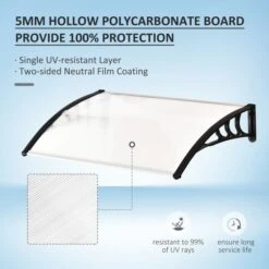 OUTSUNNY Curved Awning Polycarbonate Black 1.2m -GardenChic Elegant Shop 4 1 198 32