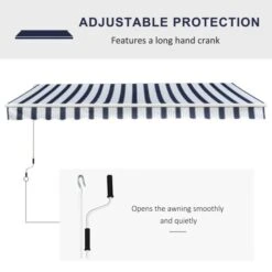 OUTSUNNY Manual Retractable Awning Striped Blue - 3m -GardenChic Elegant Shop 4 1 198 38