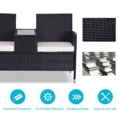 OUTSUNNY Rattan Love Seat Black 13 OUTSUNNY Rattan Love Seat Black -GardenChic Elegant Shop 4 1 198 53