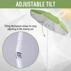 OUTSUNNY Tilted Beach Parasol Green 1.7m -GardenChic Elegant Shop 4 1 198 64