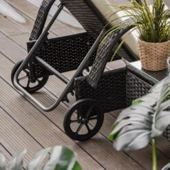 OUTSUNNY Steel Frame Rattan Adjustable Sun Lounger Set - Black -GardenChic Elegant Shop 4 1 199 24