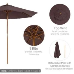 OUTSUNNY Garden Parasol Wooden Coffee 2.5m -GardenChic Elegant Shop 4 1 199 3