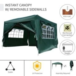 OUTSUNNY Pop Up Gazebo Canopy Green - 3 X 3m -GardenChic Elegant Shop 4 1 235 35