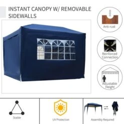 OUTSUNNY Pop Up Gazebo Canopy Blue - 3 X 3m 15 OUTSUNNY Pop Up Gazebo Canopy Blue - 3 X 3m -GardenChic Elegant Shop 4 1 235 38