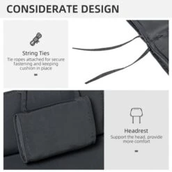 OUTSUNNY Sun Lounger Cushion Grey 2m 14 OUTSUNNY Sun Lounger Cushion Grey 2m -GardenChic Elegant Shop 4 2 112 2