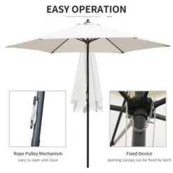 OUTSUNNY Garden Parasol Steel White 3m 16 OUTSUNNY Garden Parasol Steel White 3m -GardenChic Elegant Shop 4 2 112 62