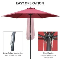 OUTSUNNY Garden Parasol Steel Red 3m -GardenChic Elegant Shop 4 2 112 63