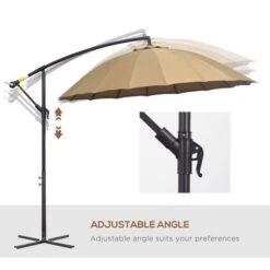 OUTSUNNY Cantilever Garden Parasol Metal Khaki 3m -GardenChic Elegant Shop 4 2 149