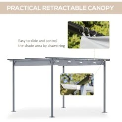 OUTSUNNY Heavy Duty Garden Pergola Steel Grey 3.5m -GardenChic Elegant Shop 4 2 171 1