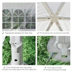 OUTSUNNY Garden Gazebo Metal 3.4m White 16 OUTSUNNY Garden Gazebo Metal 3.4m White -GardenChic Elegant Shop 4 2 179 1