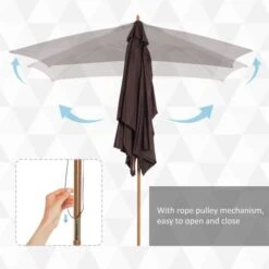 OUTSUNNY Garden Parasol Wooden Coffee 3m 14 OUTSUNNY Garden Parasol Wooden Coffee 3m -GardenChic Elegant Shop 4 2 191 2