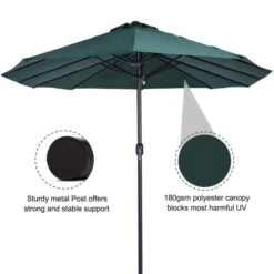 OUTSUNNY Garden Parasol Sun Umbrella Green 4.6m -GardenChic Elegant Shop 4 2 194 16