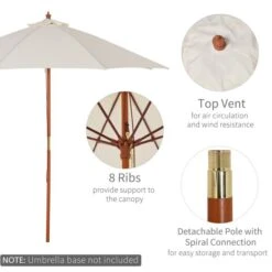 OUTSUNNY Garden Parasol Wooden Cream White 2.5m -GardenChic Elegant Shop 4 2 195 18