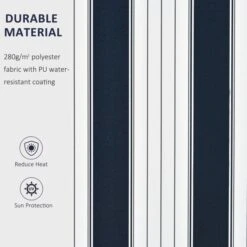 OUTSUNNY Manual Retractable Awning Striped Blue - 3m -GardenChic Elegant Shop 4 2 195 38
