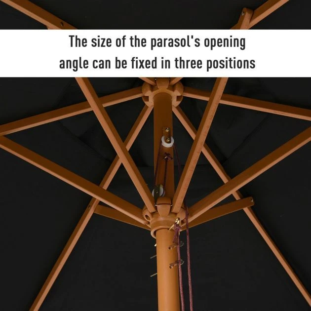 OUTSUNNY Garden Parasol Wooden Teak 2.5m 9 OUTSUNNY Garden Parasol Wooden Teak 2.5m - Image 7