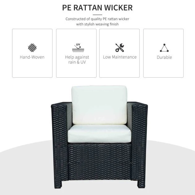 OUTSUNNY Rattan Chair Black 5 OUTSUNNY Rattan Chair Black - Image 3