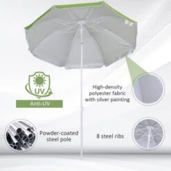OUTSUNNY Tilted Beach Parasol Green 1.7m -GardenChic Elegant Shop 4 2 196 27