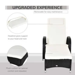 OUTSUNNY Steel Frame Rattan Adjustable Sun Lounger - Black 14 OUTSUNNY Steel Frame Rattan Adjustable Sun Lounger - Black -GardenChic Elegant Shop 4 2 197 15