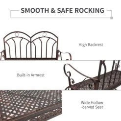 OUTSUNNY Garden Rocking Bench Bronze -GardenChic Elegant Shop 4 2 197 78
