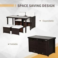 OUTSUNNY Rattan Garden Dining Set Brown 5 Piece -GardenChic Elegant Shop 4 2 209