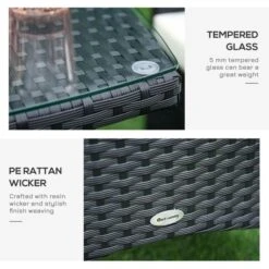 OUTSUNNY Rattan Twin Seat Bistro Set Black -GardenChic Elegant Shop 4 2 232 2