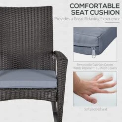 OUTSUNNY Rattan Rocking Chair With Armrest And Cushion Dark Grey -GardenChic Elegant Shop 4 2 258