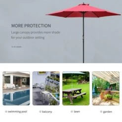 OUTSUNNY Garden Parasol Steel Red 3m -GardenChic Elegant Shop 4 3 111 63