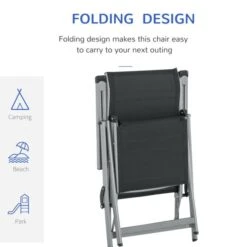 OUTSUNNY Sun Lounger Recliner Chair Black 16 OUTSUNNY Sun Lounger Recliner Chair Black -GardenChic Elegant Shop 4 3 111 8