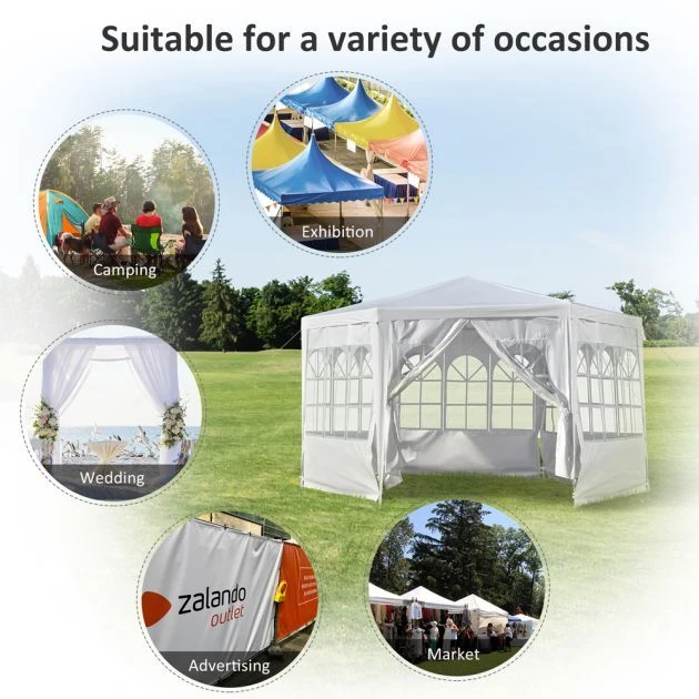 OUTSUNNY Garden Gazebo Metal 3.4m White 9 OUTSUNNY Garden Gazebo Metal 3.4m White - Image 7