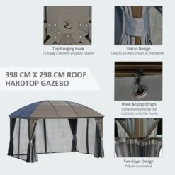 OUTSUNNY Steel Hardtop Gazebo Grey 4m -GardenChic Elegant Shop 4 3 182 1