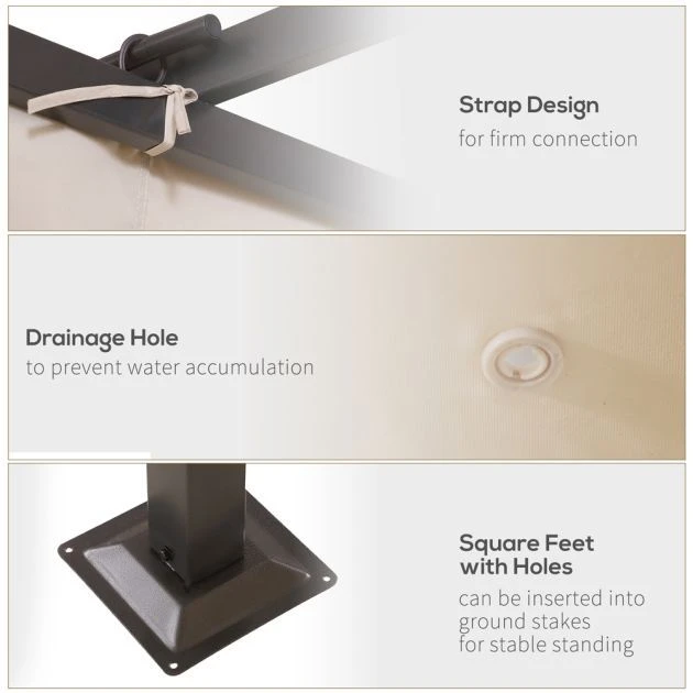 OUTSUNNY Steel Garden Pergola Beige 3.5m 7 OUTSUNNY Steel Garden Pergola Beige 3.5m - Image 5