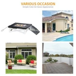 OUTSUNNY Square Steel Fire Pit With Grill Shelf 86cm 15 OUTSUNNY Square Steel Fire Pit With Grill Shelf 86cm -GardenChic Elegant Shop 4 3 190 23