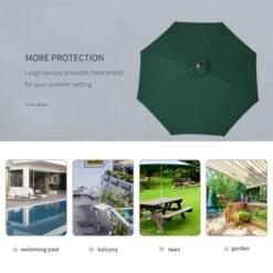 OUTSUNNY Garden Parasol Wooden Dark Green 2.5m -GardenChic Elegant Shop 4 3 194 15