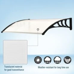 OUTSUNNY Curved Awning Polycarbonate Black 1.2m -GardenChic Elegant Shop 4 3 194 32