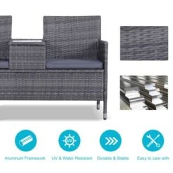 OUTSUNNY Rattan Love Seat Grey -GardenChic Elegant Shop 4 3 195 18