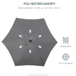 OUTSUNNY Garden Parasol Metal Dark Grey 2m