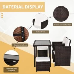 OUTSUNNY Rattan Garden Dining Set Brown 5 Piece -GardenChic Elegant Shop 4 3 206