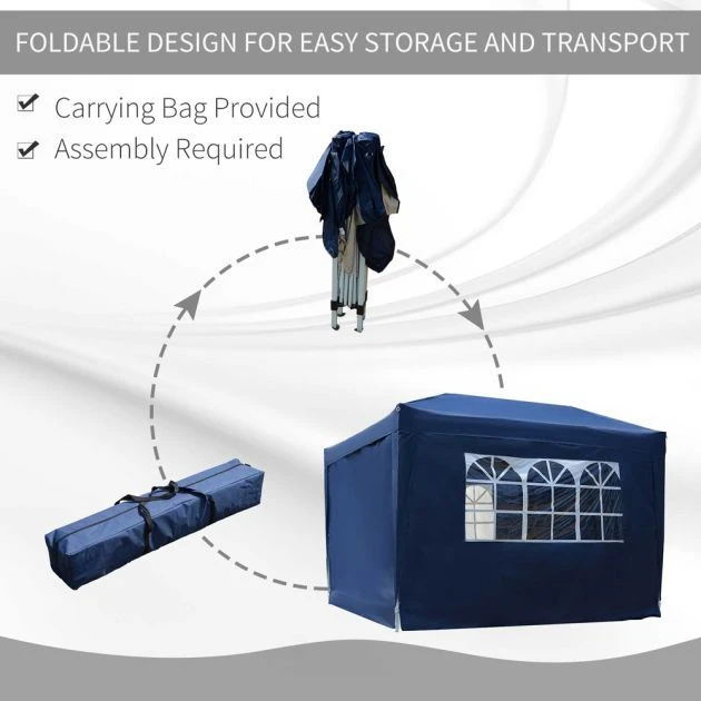 OUTSUNNY Pop Up Gazebo Canopy Blue - 3 X 3m 9 OUTSUNNY Pop Up Gazebo Canopy Blue - 3 X 3m - Image 7