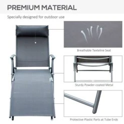 OUTSUNNY Reclining Sun Lounger Textilene Grey -GardenChic Elegant Shop 4 4 111 20