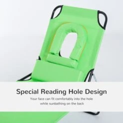 OUTSUNNY Sun Lounger With Reading Hole Green -GardenChic Elegant Shop 4 4 111 25
