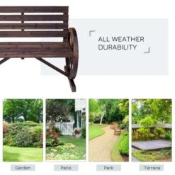 OUTSUNNY Wagon Wheel Garden Bench Wooden -GardenChic Elegant Shop 4 4 111 67