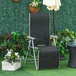 OUTSUNNY Sun Lounger Recliner Chair Black 17 OUTSUNNY Sun Lounger Recliner Chair Black -GardenChic Elegant Shop 4 4 111 7