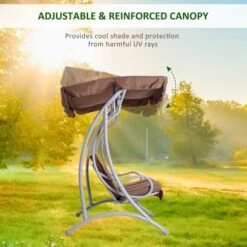 OUTSUNNY Swing Chair Metal Coffee 3 Seater -GardenChic Elegant Shop 4 4 113 35