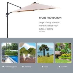 OUTSUNNY Cantilever Garden Parasol Aluminium Brown 3m -GardenChic Elegant Shop 4 4 132