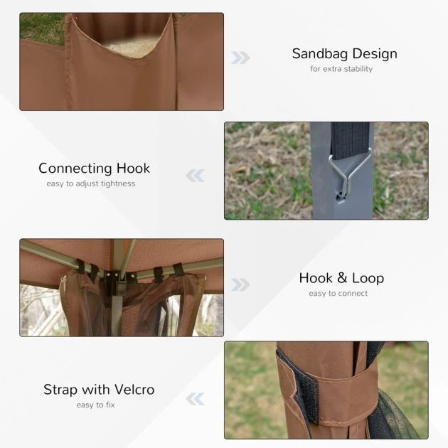 OUTSUNNY Garden Gazebo Hexagonal Dark Brown 3m 10 OUTSUNNY Garden Gazebo Hexagonal Dark Brown 3m - Image 8