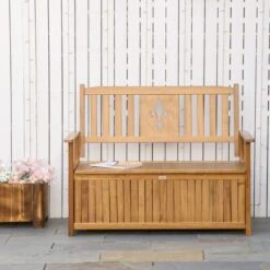 OUTSUNNY Garden Storage Bench Wooden 2 Seater -GardenChic Elegant Shop 4 4 184